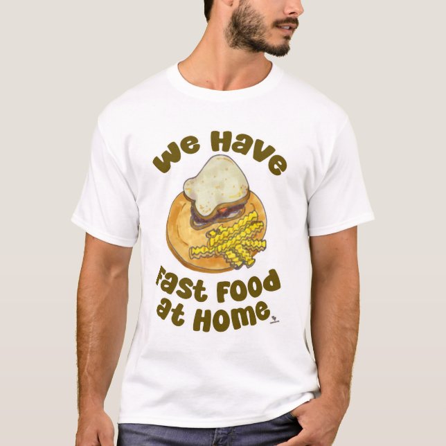 Camiseta Temos Comida Rápida Na Nostalgia Doméstica (Frente)