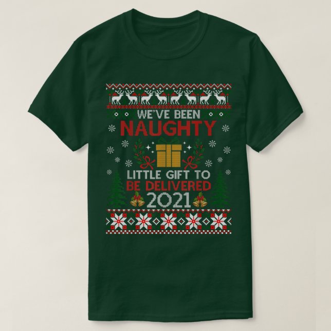 Camiseta Temos estado a enlouquecer a gravidez de Natal (Frente do Design)