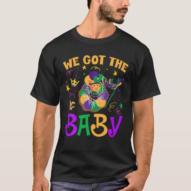 Camiseta Temos O Anúncio De Gravidez Do Bebê Mardi Gras. (Frente)