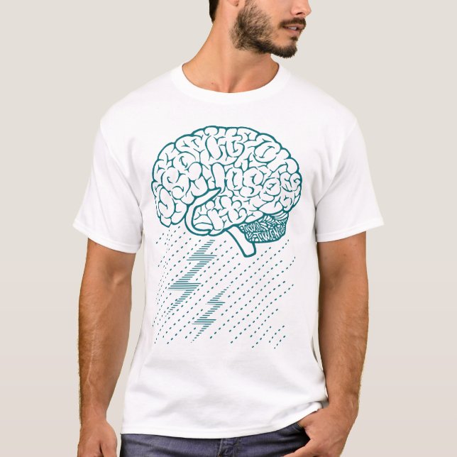 Camiseta Tempestade cerebral (Teal) (Frente)
