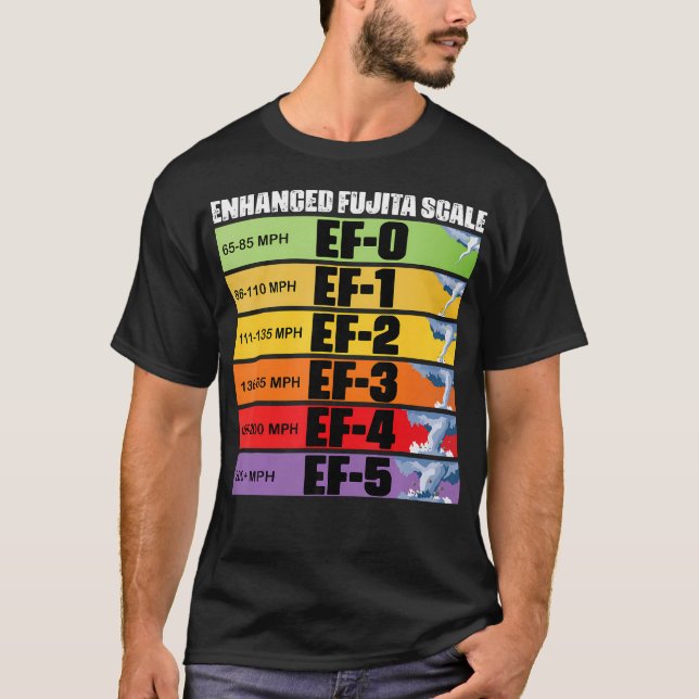 Camiseta Tempestade perseguindo Fujita Enhanced Scale Torna (Frente)