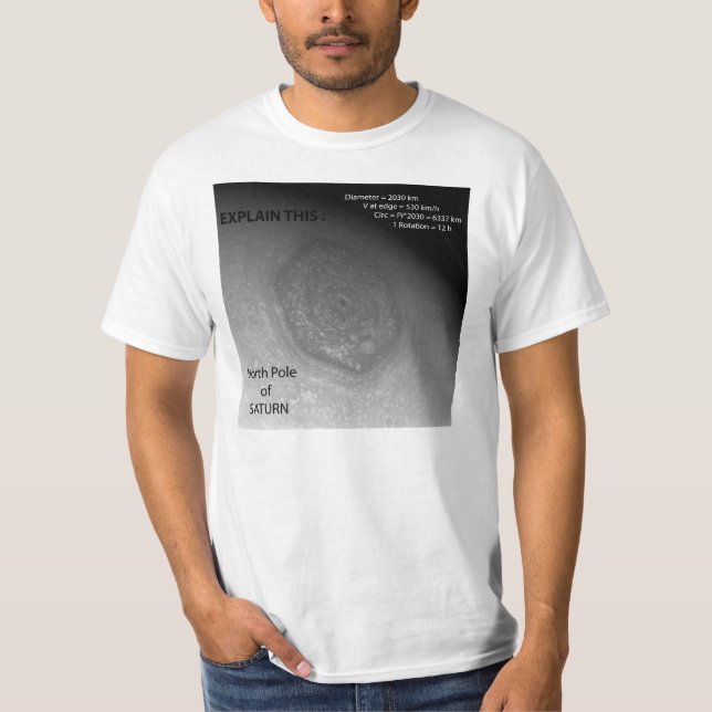Camiseta "Tempestade sextavada", o Pólo Norte de Saturn - (Frente)
