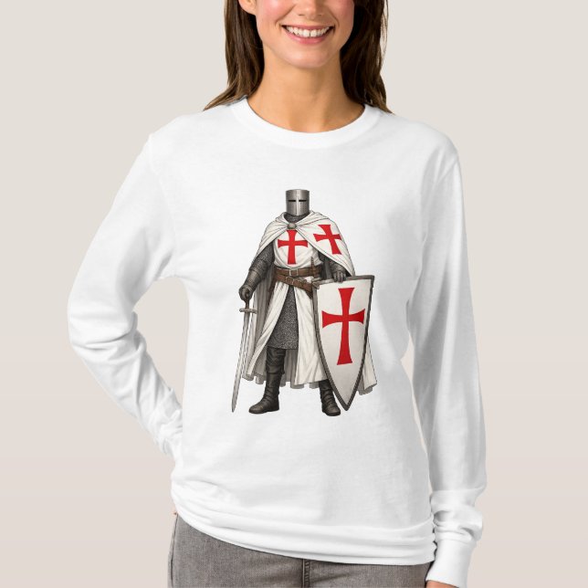 Camiseta Templar Knight Crusader Women's Long Sleeve Tee (Frente)