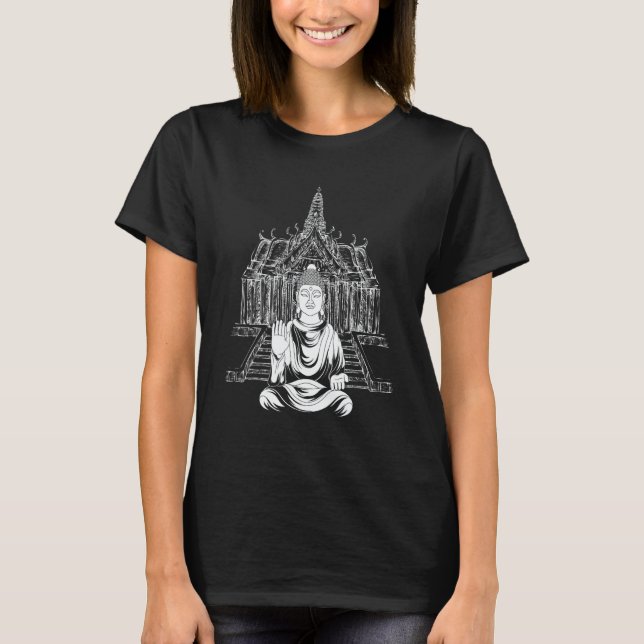 Camiseta Temple Spiritual Buddhism Meditation Zen Buddhist  (Frente)