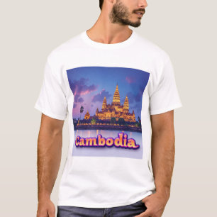 Camiseta Templo Cambojano Dourado ao Crepúsculo