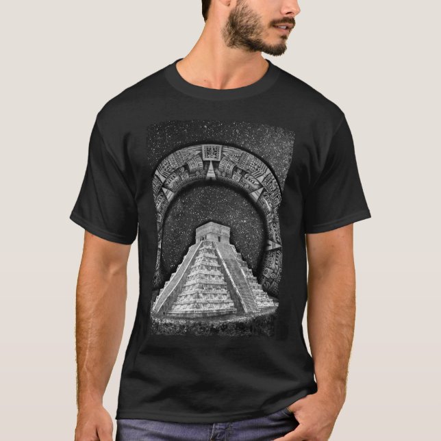 Camiseta Templo das Pirâmides Maias de Kukulcán Calendário  (Frente)