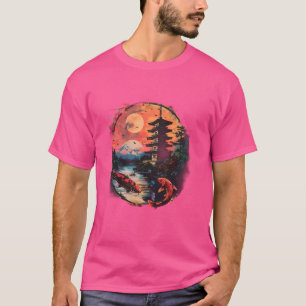 Camiseta Templo de Peixes Koi Carp Koi Japonês