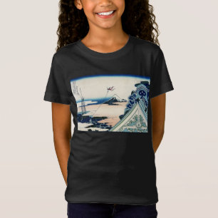 Camiseta Templo Honganji Vista do Monte Fuji Xilogravura Ja