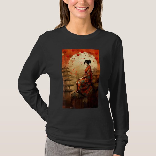Camiseta Templo Japonês Geisha Espiritualidade (Frente)