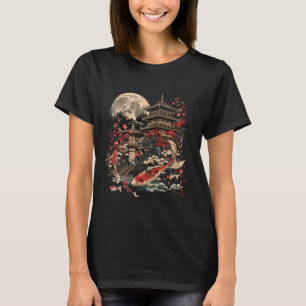 Camiseta Templo Pagode de Peixes Koi Japoneses Koi Carp Ási