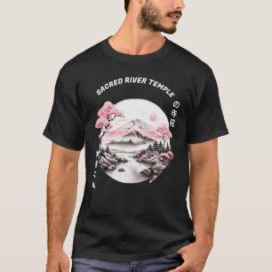 Camiseta Templo sagrado numa paisagem de rio abençoada