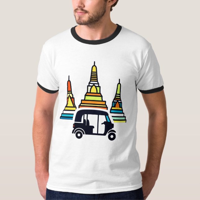 Camiseta Templos Tailandeses E Tuk Tuks (Frente)