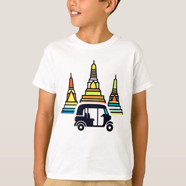 Camiseta Templos Tailandeses E Tuk Tuks (Frente)