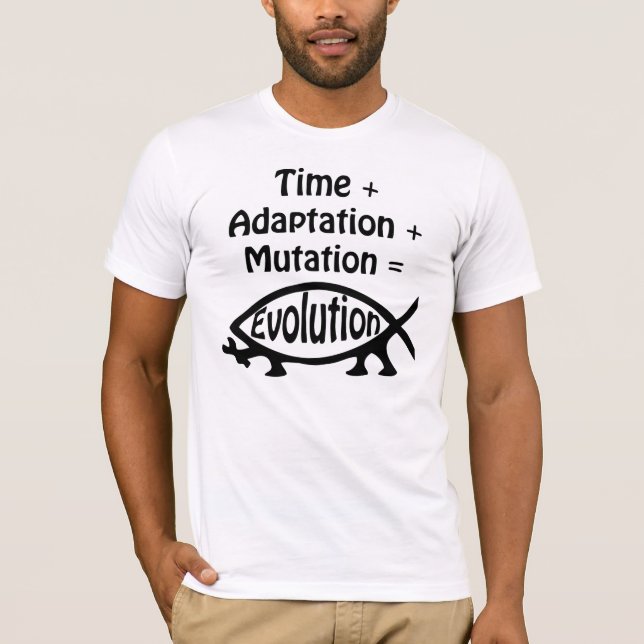 Camiseta Tempo + Adaptação + Mutação = evolução (Frente)