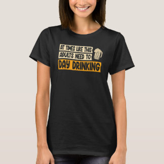 Camiseta tempo como adultos dia bebendo da festa de praia D