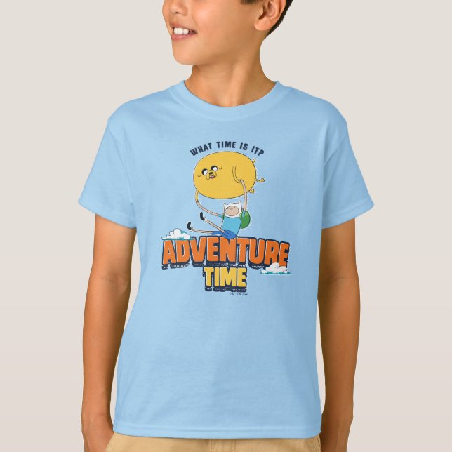 Camiseta Tempo de Aventura | Jake Flutuando Com Finn (Frente)