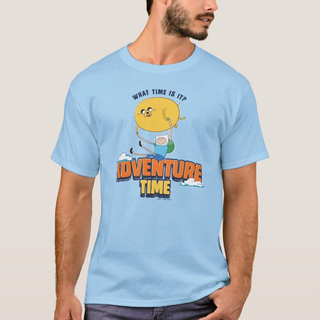 Camiseta Tempo de Aventura | Jake Flutuando Com Finn (Frente)