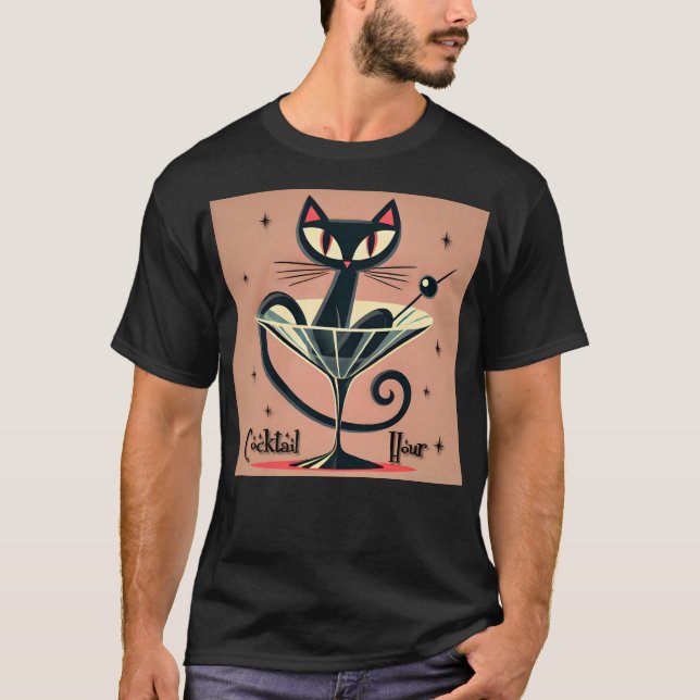 Camiseta Tempo de Futuro Atômico, Black Cat Martini (Frente)