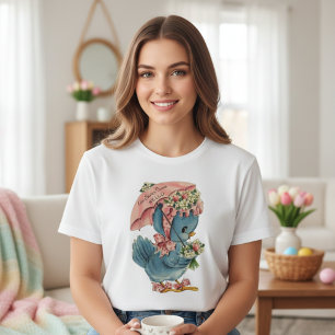 Camiseta Tempo de Páscoa do Pássaro Azul da Vintage - Olá