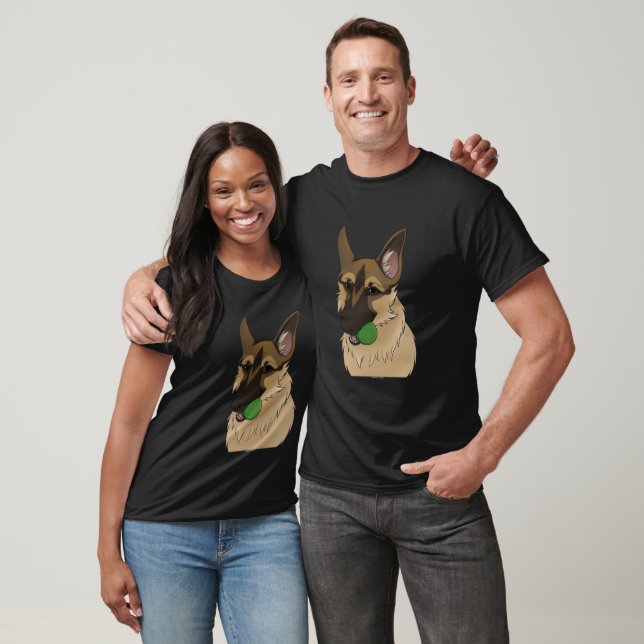Camiseta Tempo de Reprodução do german shepherd com a Bola (Unissex)