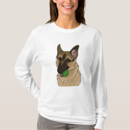 Camiseta Tempo de Reprodução do german shepherd com a Bola