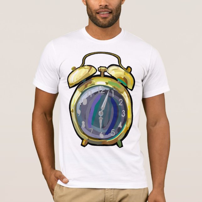 Camiseta Tempo de retrocesso do relógio de alarme Dourado V (Frente)