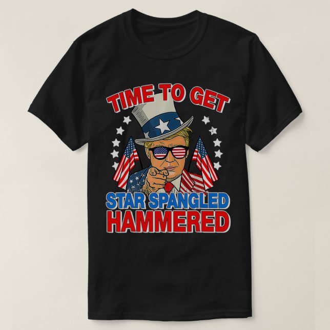 Camiseta Tempo De Trump Para Arremessar Estrela, Hammermers (Frente do Design)
