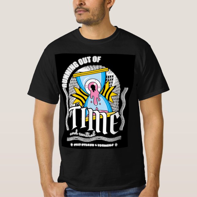 Camiseta Tempo esgotado - Vidraça D com Gráfico de Vidro Oc (Frente)