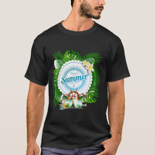 Camiseta Tempo Feliz de Férias de Verão Dias de Praia Amant