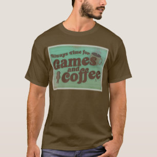 Camiseta Tempo para o café e jogos, Design de arte de últim