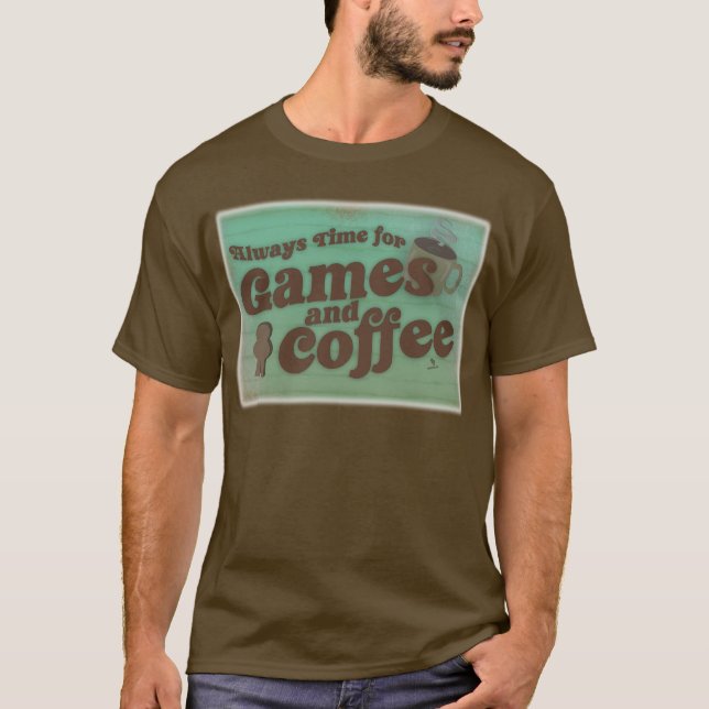 Camiseta Tempo para o café e jogos, Design de arte de últim (Frente)