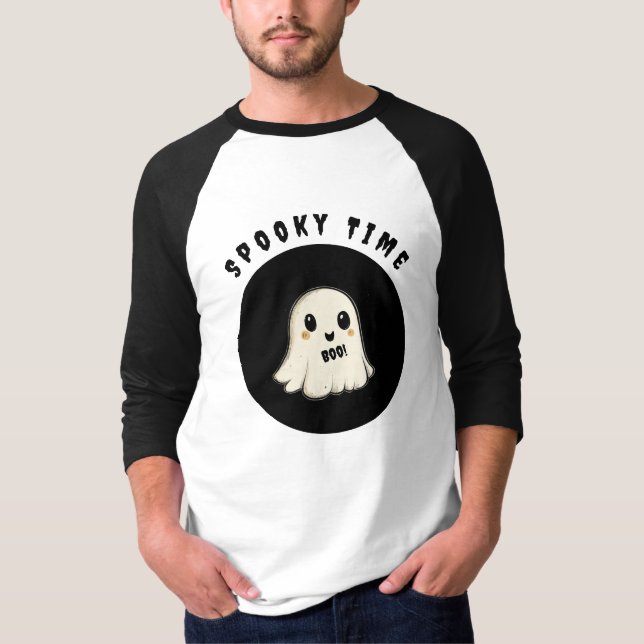 Camiseta Tempo Spooky com o Halloween Ghost (Frente)