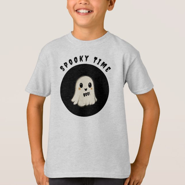 Camiseta Tempo Spooky com o Halloween Ghost (Frente)