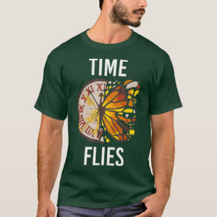 Camiseta Tempo voa Borboleta Bloqueio Borboletas Moscas