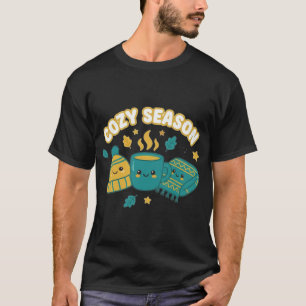 Camiseta Temporada Aconchegante Canecas de Café Fofo Design