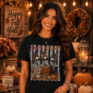 Camiseta Temporada Aconchegante Latte Gelado de Abóbora Esq