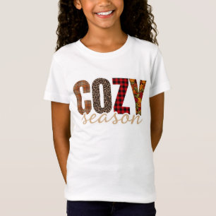 Camiseta Temporada Aconchegante Xadrez Leopardo Vibrações d