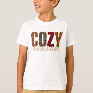 Camiseta Temporada Aconchegante Xadrez Leopardo Vibrações d