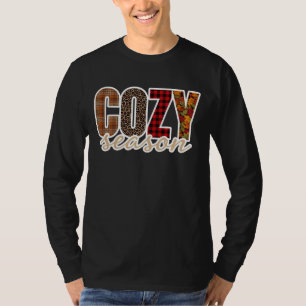 Camiseta Temporada Aconchegante Xadrez Leopardo Vibrações d
