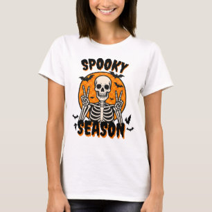 Camiseta Temporada Assustadora, Caveira de Halloween Engraç