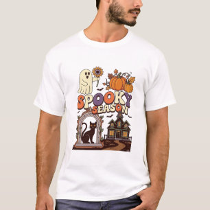 Camiseta Temporada Assustadora Dia das Bruxas Fantasma Abób
