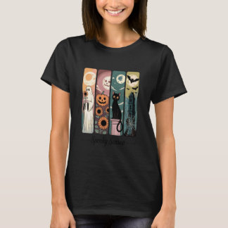 Camiseta Temporada Assustadora Fantasma Abóbora Gato Morceg