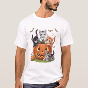 Camiseta Temporada Assustadora Floral de Halloween do Gato