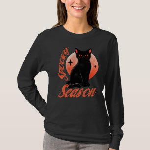 Camiseta Temporada Assustadora Gato Preto Halloween