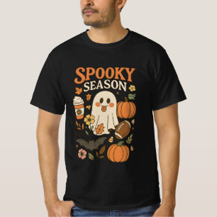 Camiseta Temporada Assustadora Groovy Feliz Abobora com Tem