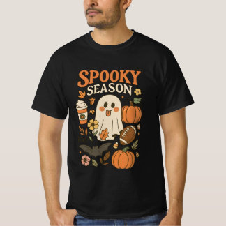 Camiseta Temporada Assustadora Groovy Feliz Abobora com Tem