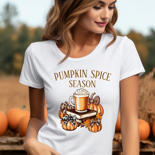 Camiseta Temporada da Abóbora Recheada  (Pumpkin Spice Season Cute T-shirt boho bows)