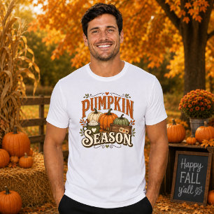Camiseta Temporada de Abóbora Design Retro Farmhouse Unisex