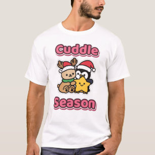Camiseta Temporada de Abraços Rena e Pinguim Fofos se Abraç