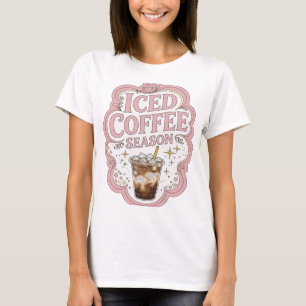 Camiseta Temporada de CAFÉ COM GELADE Rosa Limpo Impressão
